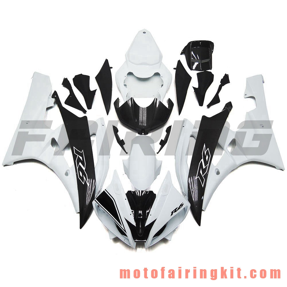 Fairing Kits Fit for YZF-600 R6 2006 2007 YZF 600 R6 06 07 Plastic ABS Injection Mold Complete Motorcycle Body Aftermarket Bodywork Frame (White & Black) B082