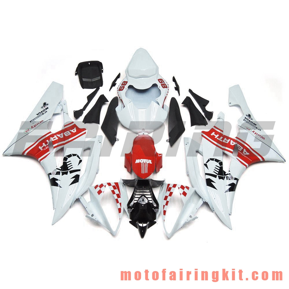 Fairing Kits Fit for YZF-600 R6 2006 2007 YZF 600 R6 06 07 Plastic ABS Injection Mold Complete Motorcycle Body Aftermarket Bodywork Frame (White & Red) B083