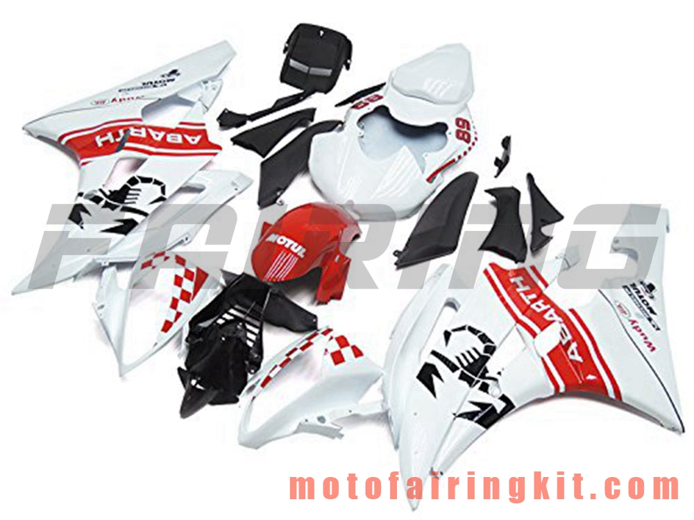 Fairing Kits Fit for YZF-600 R6 2006 2007 YZF 600 R6 06 07 Plastic ABS Injection Mold Complete Motorcycle Body Aftermarket Bodywork Frame (White & Red) B083