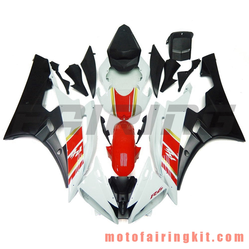 Kits de carenado aptos para YZF-600 R6 2006 2007 YZF 600 R6 06 07 Molde de inyección de plástico ABS Carrocería completa para motocicleta Marco de carrocería de posventa (blanco y rojo) B085