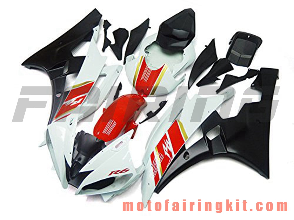 Fairing Kits Fit for YZF-600 R6 2006 2007 YZF 600 R6 06 07 Plastic ABS Injection Mold Complete Motorcycle Body Aftermarket Bodywork Frame (White & Red) B085