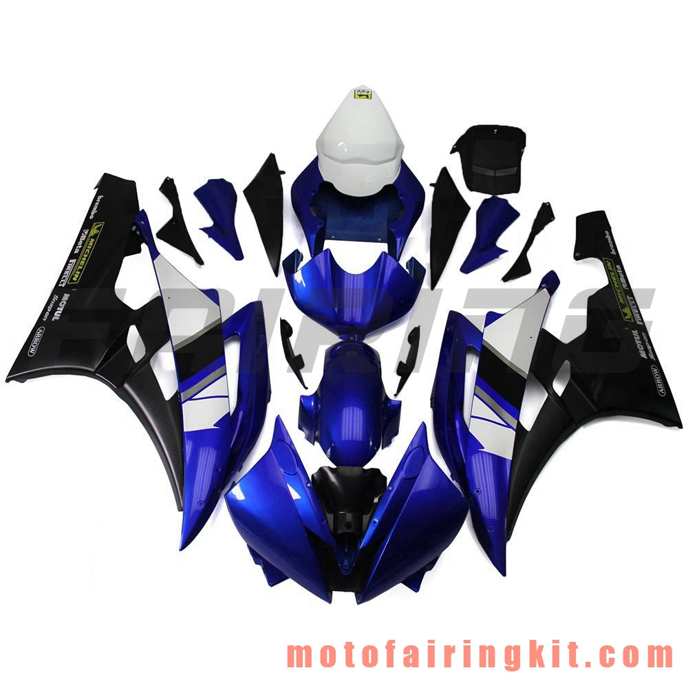 Kits de carenado aptos para YZF-600 R6 2006 2007 YZF 600 R6 06 07 Molde de inyección de plástico ABS Carrocería completa para motocicleta Marco de carrocería de posventa (azul y negro) B086