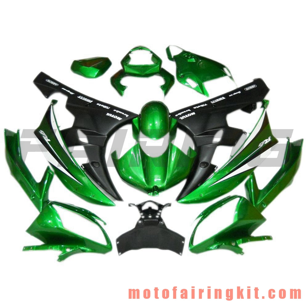 Fairing Kits Fit for YZF-600 R6 2006 2007 YZF 600 R6 06 07 Plastic ABS Injection Mold Complete Motorcycle Body Aftermarket Bodywork Frame (Green & Black) B088