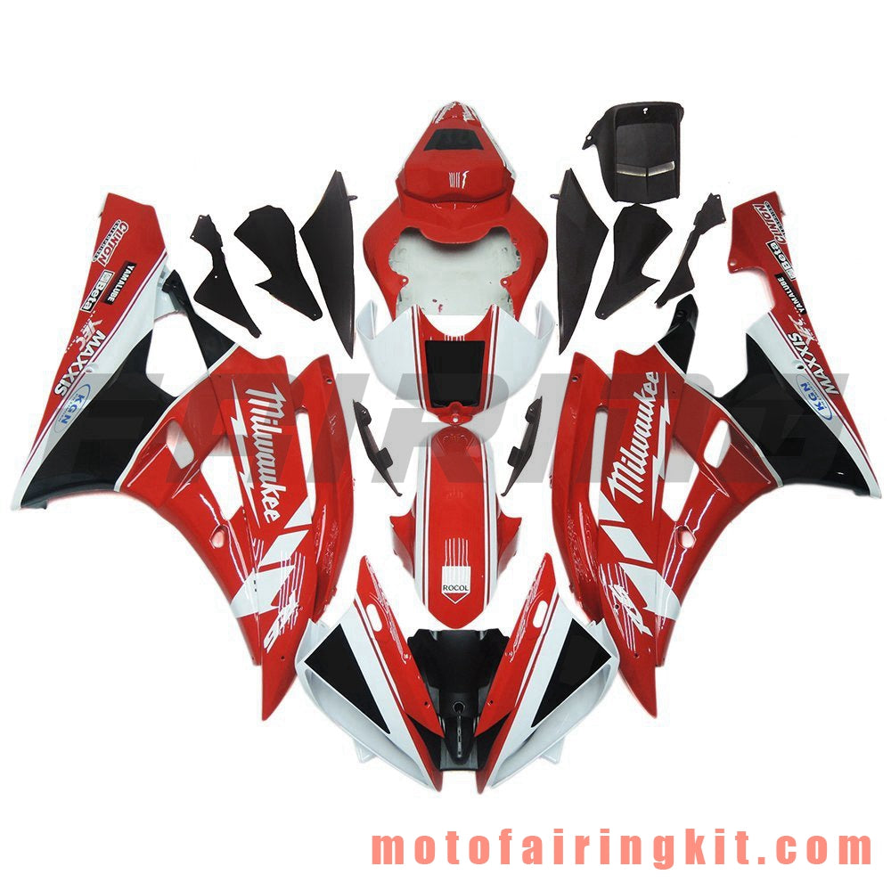 Kits de carenado aptos para YZF-600 R6 2006 2007 YZF 600 R6 06 07 Molde de inyección de plástico ABS Carrocería completa para motocicleta Marco de carrocería de posventa (rojo y negro) B091