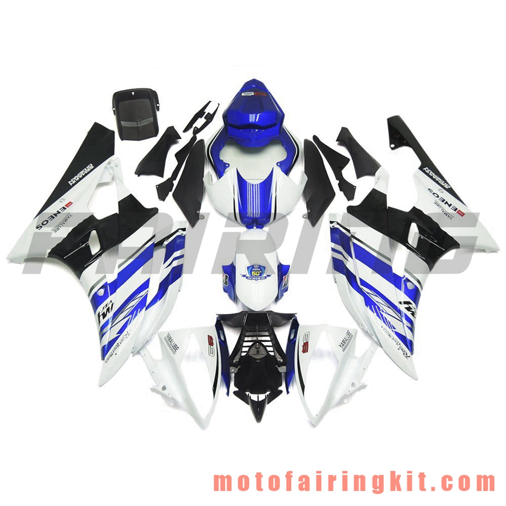 Kits de carenado aptos para YZF-600 R6 2006 2007 YZF 600 R6 06 07 Molde de inyección de plástico ABS Carrocería completa para motocicleta Marco de carrocería de posventa (azul y blanco) B096