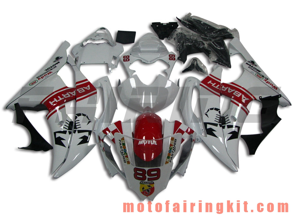 Fairing Kits Fit for YZF-600 R6 2006 2007 YZF 600 R6 06 07 Plastic ABS Injection Mold Complete Motorcycle Body Aftermarket Bodywork Frame (White & Red) B103