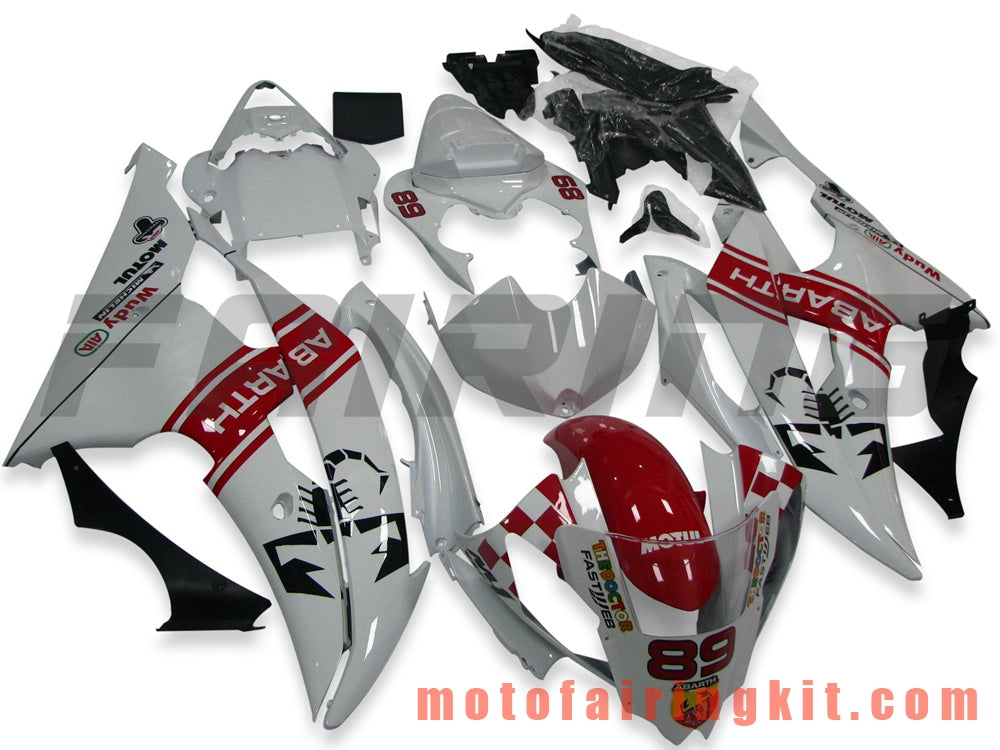 Fairing Kits Fit for YZF-600 R6 2006 2007 YZF 600 R6 06 07 Plastic ABS Injection Mold Complete Motorcycle Body Aftermarket Bodywork Frame (White & Red) B103