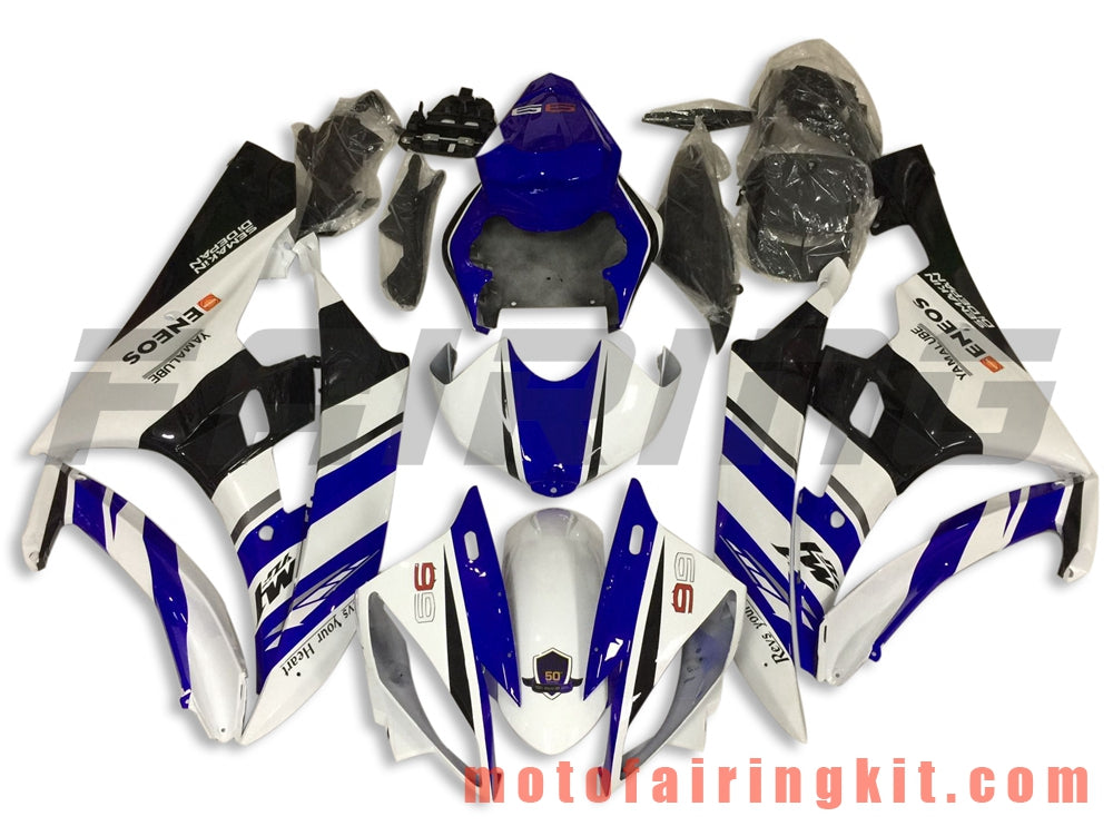 Fairing Kits Fit for YZF-600 R6 2006 2007 YZF 600 R6 06 07 Plastic ABS Injection Mold Complete Motorcycle Body Aftermarket Bodywork Frame (White & Blue) B107