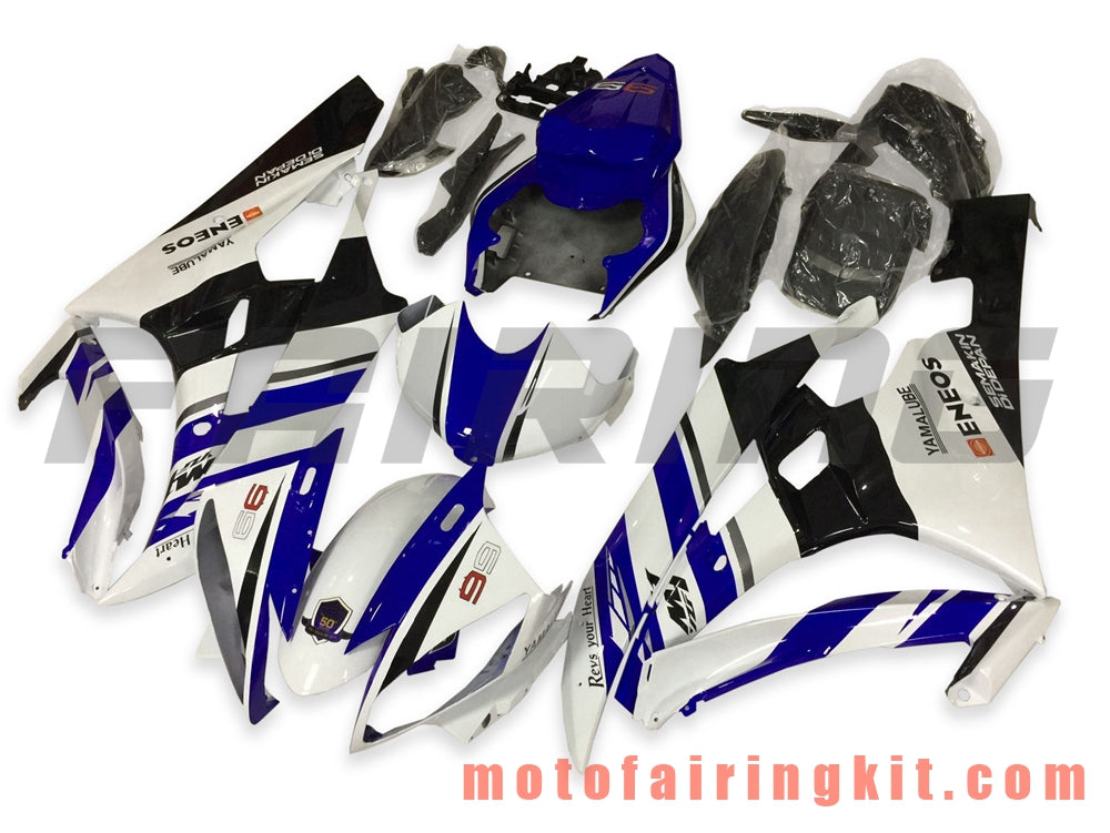 Fairing Kits Fit for YZF-600 R6 2006 2007 YZF 600 R6 06 07 Plastic ABS Injection Mold Complete Motorcycle Body Aftermarket Bodywork Frame (White & Blue) B107