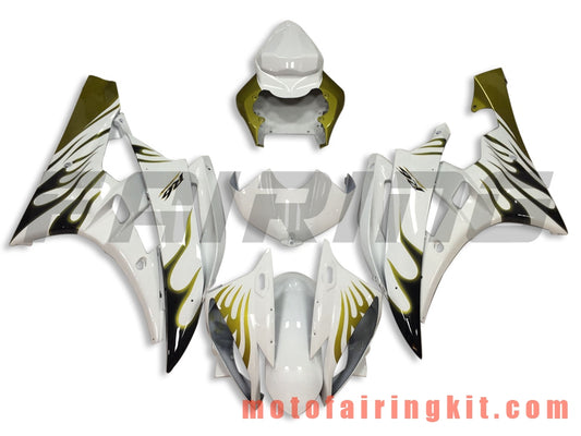 Fairing Kits Fit for YZF-600 R6 2006 2007 YZF 600 R6 06 07 Plastic ABS Injection Mold Complete Motorcycle Body Aftermarket Bodywork Frame (White & Gold) B116