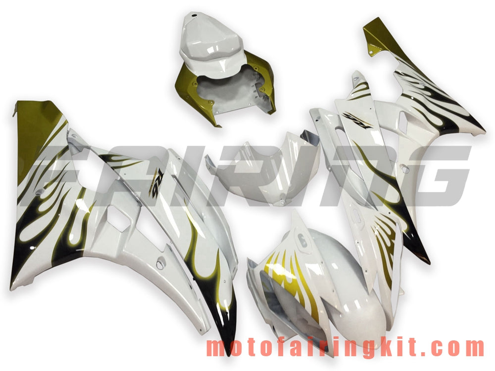 Fairing Kits Fit for YZF-600 R6 2006 2007 YZF 600 R6 06 07 Plastic ABS Injection Mold Complete Motorcycle Body Aftermarket Bodywork Frame (White & Gold) B116