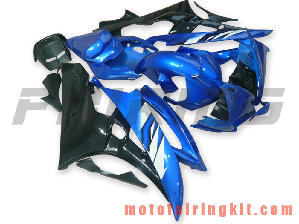 フェアリングキット YZF-600 R6 2006 2007 YZF 600 R6 06 07 プラスチック ABS 射出成形 完全なオートバイボディ アフターマーケットボディワークフレーム (ブルー &amp; ブラック) B119