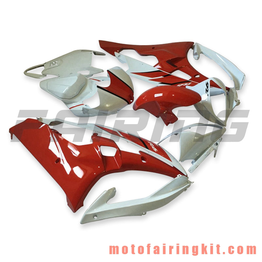 Kits de carenado aptos para YZF-600 R6 2006 2007 YZF 600 R6 06 07 Molde de inyección de plástico ABS Carrocería completa para motocicleta Marco de carrocería de posventa (rojo y blanco) B120