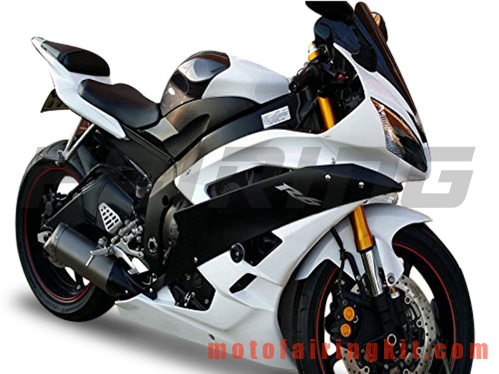 Fairing Kits Fit for YZF-600 R6 2006 2007 YZF 600 R6 06 07 Plastic ABS Injection Mold Complete Motorcycle Body Aftermarket Bodywork Frame (White & Black) B125