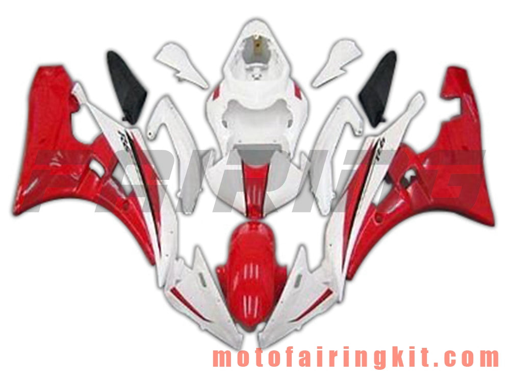 Fairing Kits Fit for YZF-600 R6 2006 2007 YZF 600 R6 06 07 Plastic ABS Injection Mold Complete Motorcycle Body Aftermarket Bodywork Frame (Red & White) B132