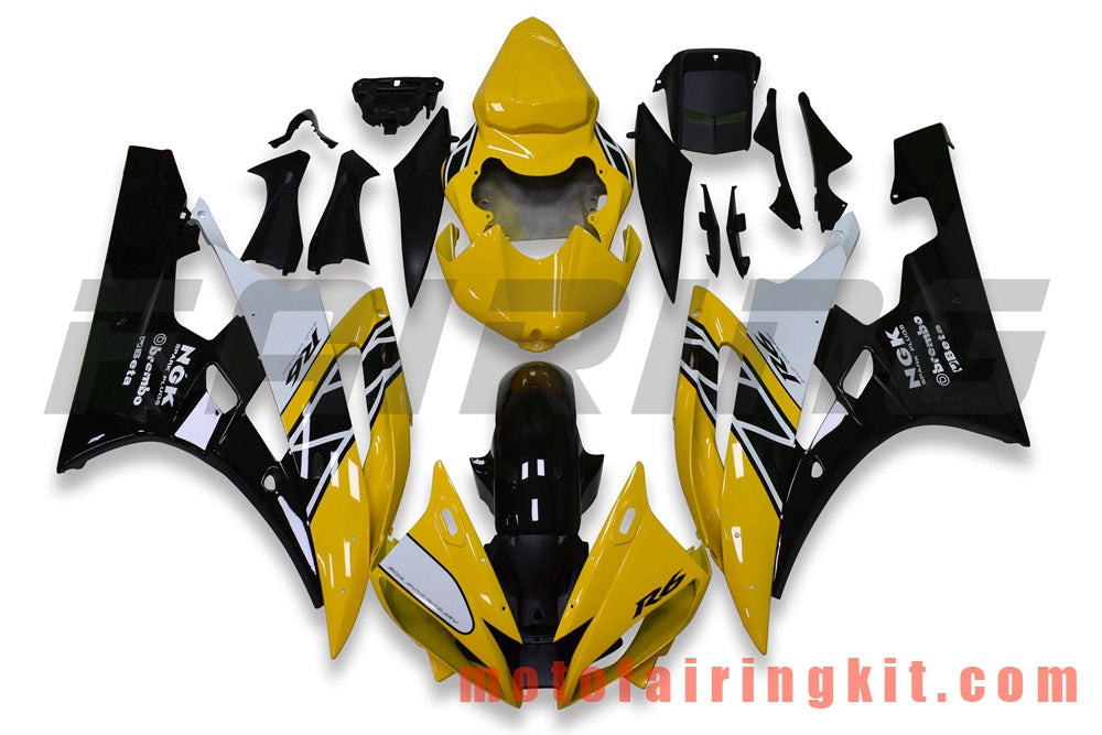 Kits de carenado aptos para YZF-600 R6 2006 2007 YZF 600 R6 06 07 Molde de inyección de plástico ABS Carrocería completa para motocicleta Marco de carrocería de posventa (amarillo y negro) B134