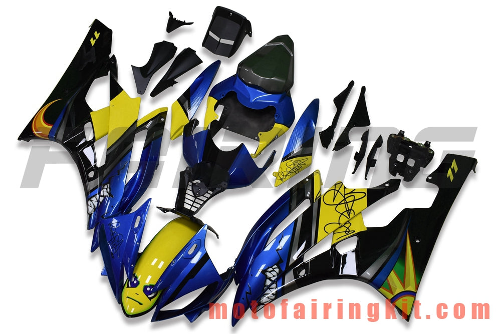 Kits de carenado aptos para YZF-600 R6 2006 2007 YZF 600 R6 06 07 Molde de inyección de plástico ABS Carrocería completa para motocicleta Marco de carrocería de posventa (azul y amarillo) B135