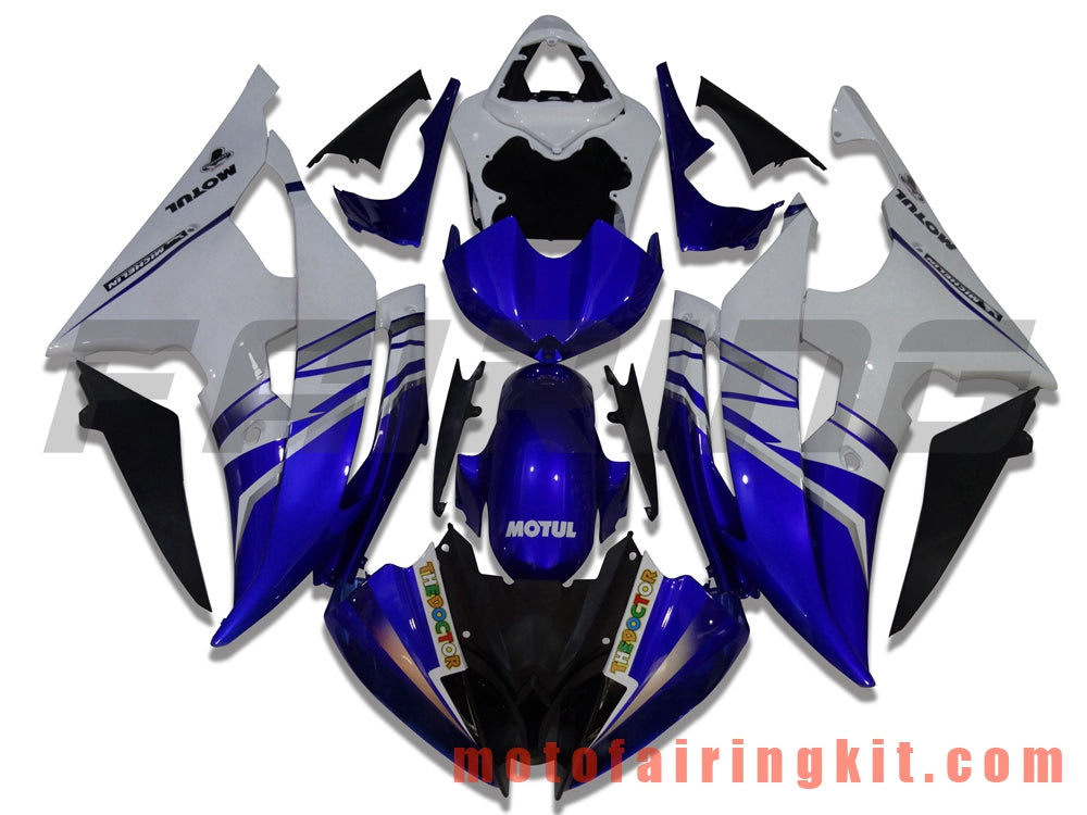 Kits de carenado aptos para YZF-600 R6 2008 2009 2010 2011 2012 2013 2014 2015 2016 Molde de inyección de plástico ABS Carrocería completa para motocicleta Marco de carrocería de posventa (azul y blanco) B001