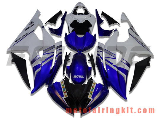 フェアリングキット YZF-600 R6 2008 2009 2010 2011 2012 2013 2014 2015 2016 プラスチック ABS 射出成形 完全なオートバイボディ アフターマーケットボディワークフレーム (ブルー &amp; ホワイト) B001