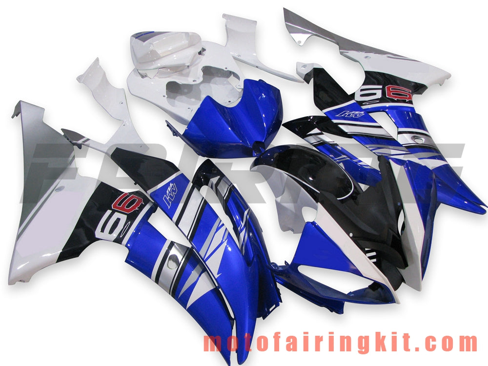 Kits de carenado aptos para YZF-600 R6 2008 2009 2010 2011 2012 2013 2014 2015 2016 Molde de inyección de plástico ABS Carrocería completa para motocicleta Marco de carrocería de posventa (azul y blanco) B003