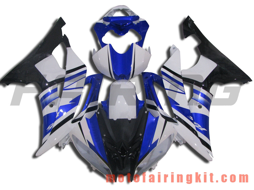 Kits de carenado aptos para YZF-600 R6 2008 2009 2010 2011 2012 2013 2014 2015 2016 Molde de inyección de plástico ABS Carrocería completa para motocicleta Carrocería del mercado de accesorios Marco (azul y blanco) B004