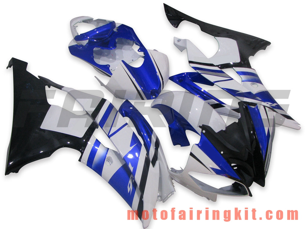 Fairing Kits Fit for YZF-600 R6 2008 2009 2010 2011 2012 2013 2014 2015 2016 Plastic ABS Injection Mold Complete Motorcycle Body Aftermarket Bodywork Frame (Blue & White) B004