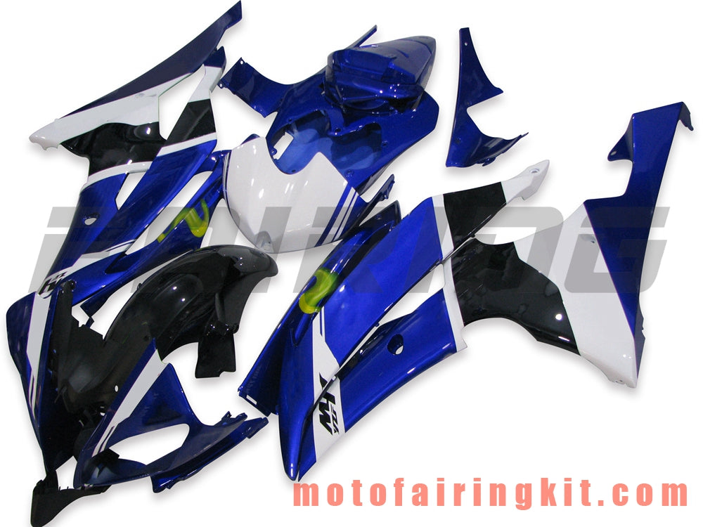 フェアリングキット YZF-600 R6 2008 2009 2010 2011 2012 2013 2014 2015 2016 プラスチック ABS 射出成形 完全なオートバイボディ アフターマーケットボディワークフレーム (ブルー &amp; ホワイト) B006