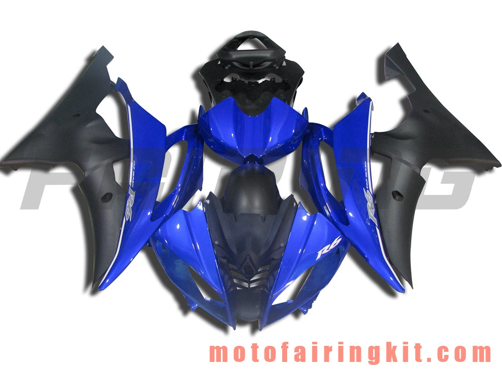 フェアリングキット YZF-600 R6 2008 2009 2010 2011 2012 2013 2014 2015 2016 プラスチック ABS 射出成形 完全なオートバイボディ アフターマーケットボディワークフレーム (ブルー &amp; ブラック) B007