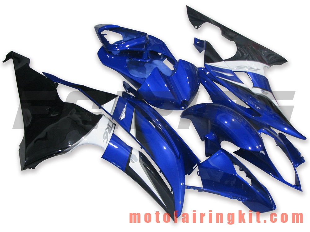 フェアリングキット YZF-600 R6 2008 2009 2010 2011 2012 2013 2014 2015 2016 プラスチック ABS 射出成形 完全なオートバイボディ アフターマーケットボディワークフレーム (ブルー &amp; ブラック) B008