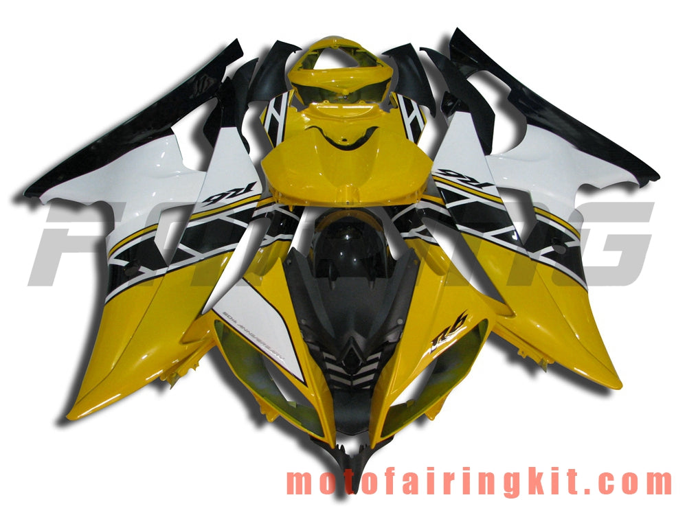 Fairing Kits Fit for YZF-600 R6 2008 2009 2010 2011 2012 2013 2014 2015 2016 Plastic ABS Injection Mold Complete Motorcycle Body Aftermarket Bodywork Frame (Yellow & White) B020