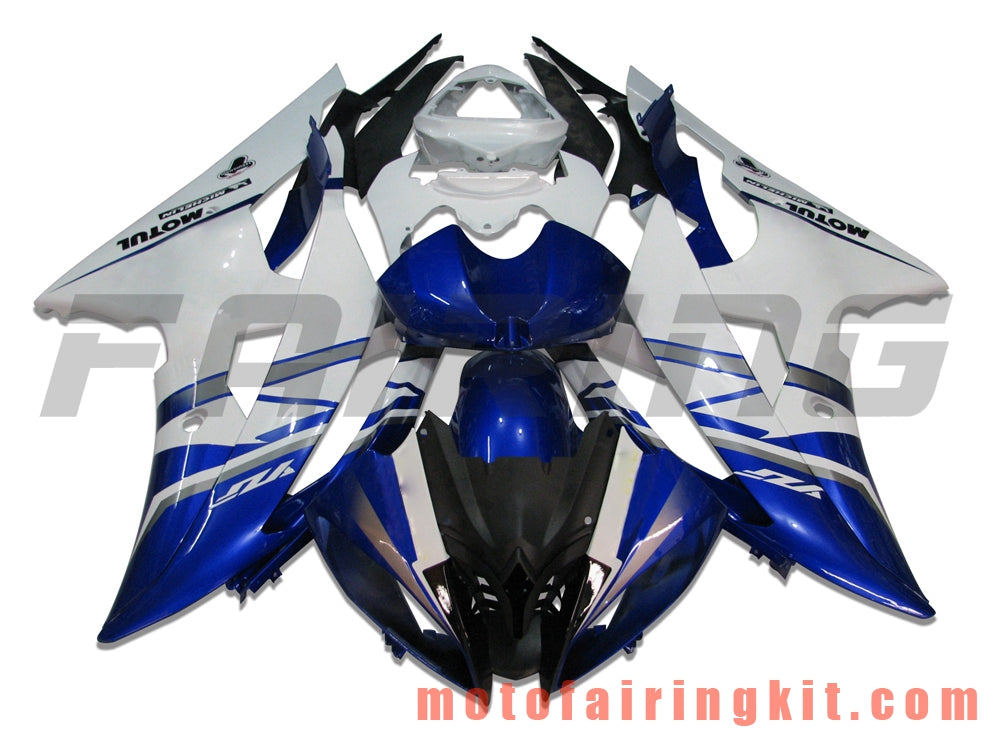 フェアリングキット YZF-600 R6 2008 2009 2010 2011 2012 2013 2014 2015 2016 プラスチック ABS 射出成形 完全なオートバイボディ アフターマーケットボディワークフレーム (ブルー &amp; ホワイト) B021