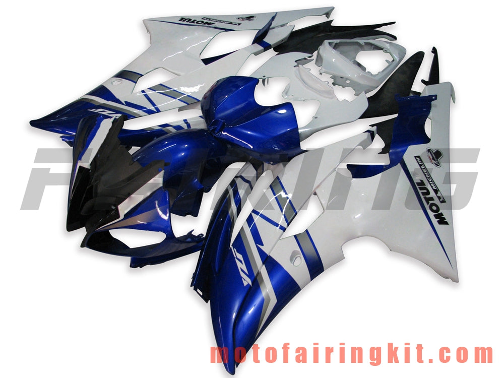 フェアリングキット YZF-600 R6 2008 2009 2010 2011 2012 2013 2014 2015 2016 プラスチック ABS 射出成形 完全なオートバイボディ アフターマーケットボディワークフレーム (ブルー &amp; ホワイト) B021