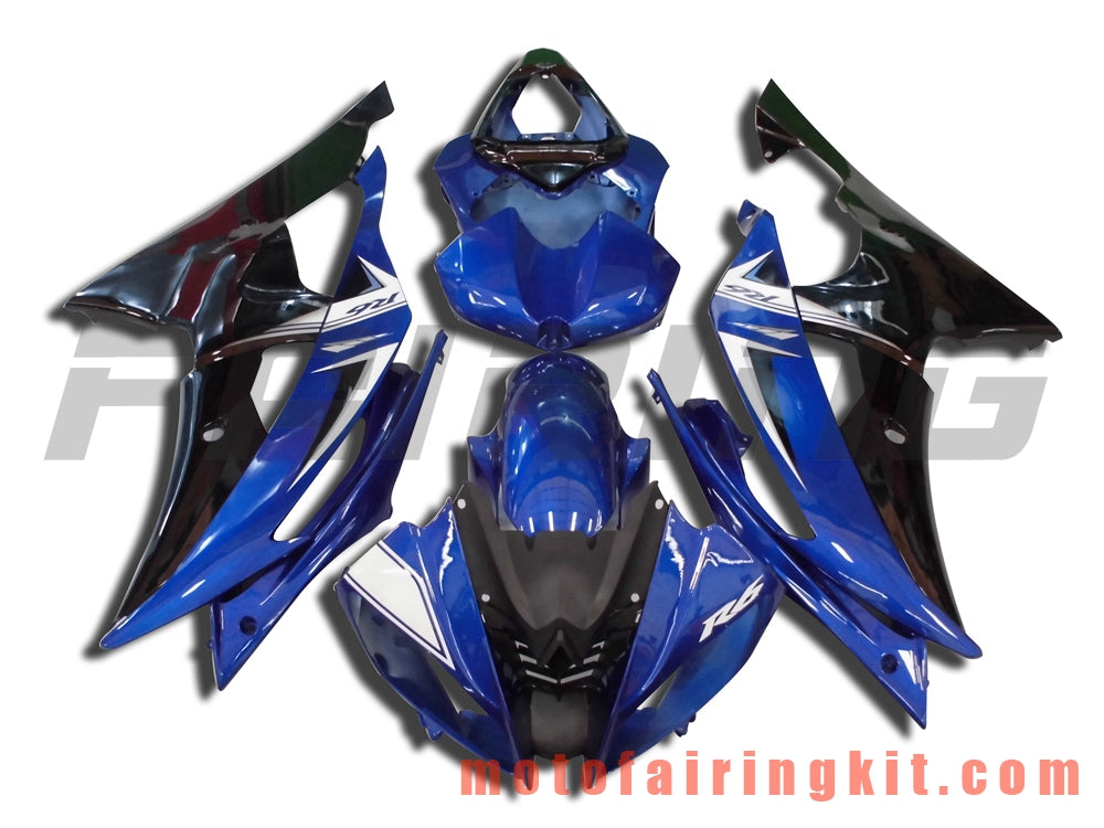 フェアリングキット YZF-600 R6 2008 2009 2010 2011 2012 2013 2014 2015 2016 プラスチック ABS 射出成形 完全なオートバイボディ アフターマーケットボディワークフレーム (ブルー &amp; ブラック) B022