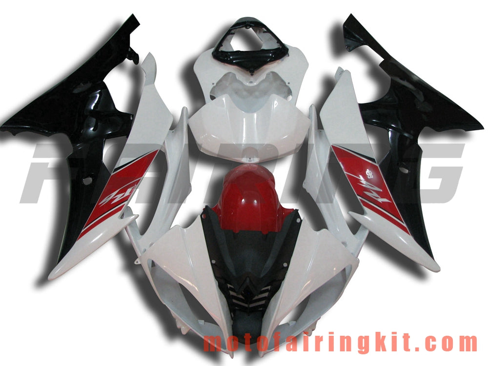 フェアリングキット YZF-600 R6 2008 2009 2010 2011 2012 2013 2014 2015 2016 プラスチック ABS 射出成形 完全なオートバイボディ アフターマーケットボディワークフレーム (ホワイト &amp; ブラック) B023