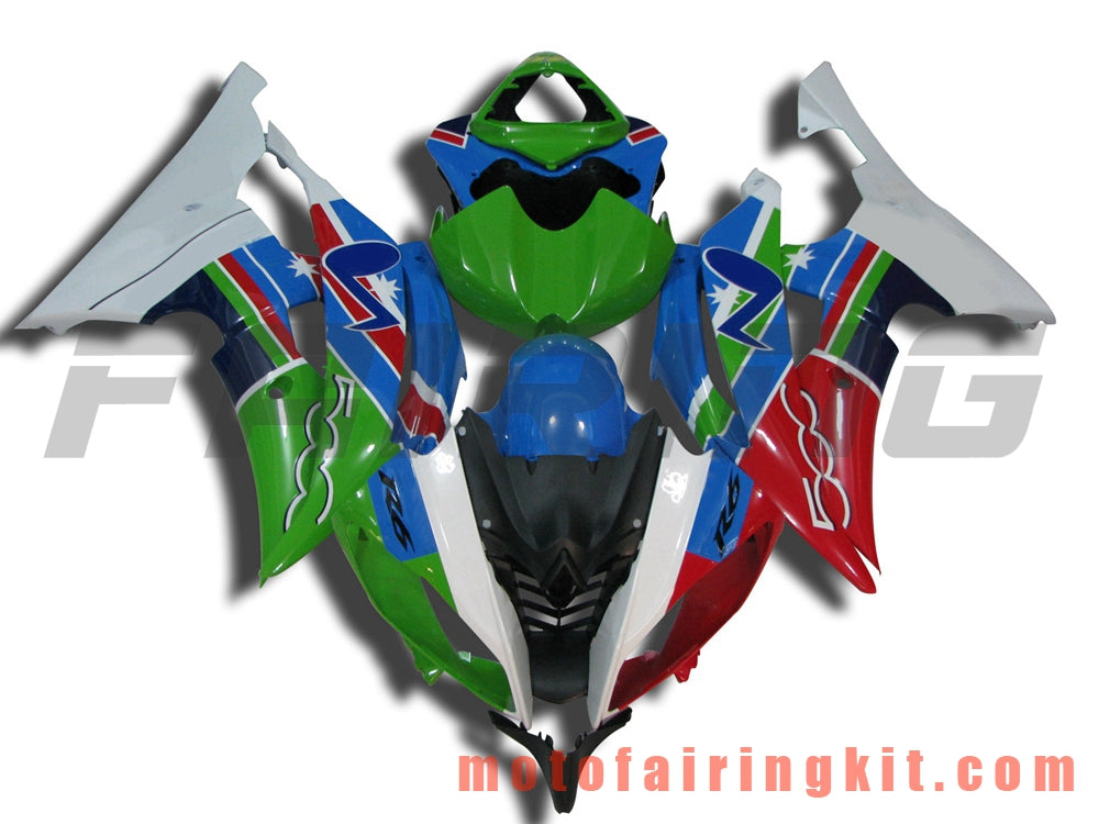 フェアリングキット YZF-600 R6 2008 2009 2010 2011 2012 2013 2014 2015 2016 プラスチック ABS 射出成形 完全なオートバイボディ アフターマーケットボディワークフレーム (グリーン &amp; ブルー) B025