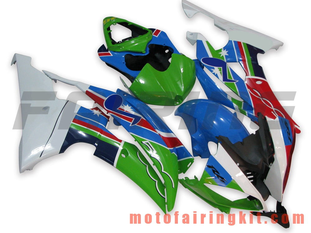 Fairing Kits Fit for YZF-600 R6 2008 2009 2010 2011 2012 2013 2014 2015 2016 Plastic ABS Injection Mold Complete Motorcycle Body Aftermarket Bodywork Frame (Green & Blue) B025