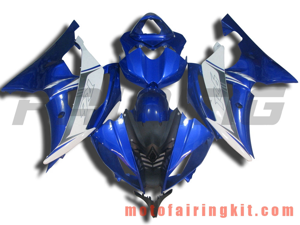 Fairing Kits Fit for YZF-600 R6 2008 2009 2010 2011 2012 2013 2014 2015 2016 Plastic ABS Injection Mold Complete Motorcycle Body Aftermarket Bodywork Frame (Blue & White) B026