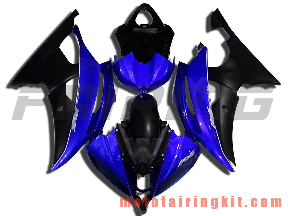 フェアリングキット YZF-600 R6 2008 2009 2010 2011 2012 2013 2014 2015 2016 プラスチック ABS 射出成形 完全なオートバイボディ アフターマーケットボディワークフレーム (ブルー &amp; ブラック) B027