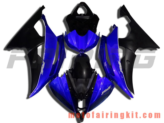 Fairing Kits Fit for YZF-600 R6 2008 2009 2010 2011 2012 2013 2014 2015 2016 Plastic ABS Injection Mold Complete Motorcycle Body Aftermarket Bodywork Frame (Blue & Black) B027