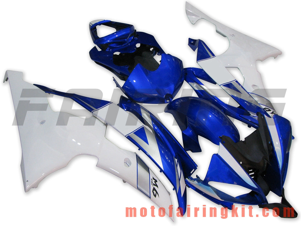 Fairing Kits Fit for YZF-600 R6 2008 2009 2010 2011 2012 2013 2014 2015 2016 Plastic ABS Injection Mold Complete Motorcycle Body Aftermarket Bodywork Frame (Blue & White) B028