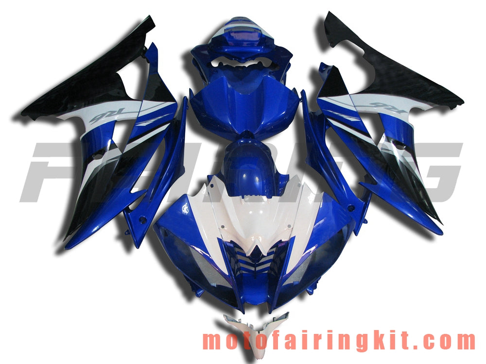 Fairing Kits Fit for YZF-600 R6 2008 2009 2010 2011 2012 2013 2014 2015 2016 Plastic ABS Injection Mold Complete Motorcycle Body Aftermarket Bodywork Frame (Blue & White) B033