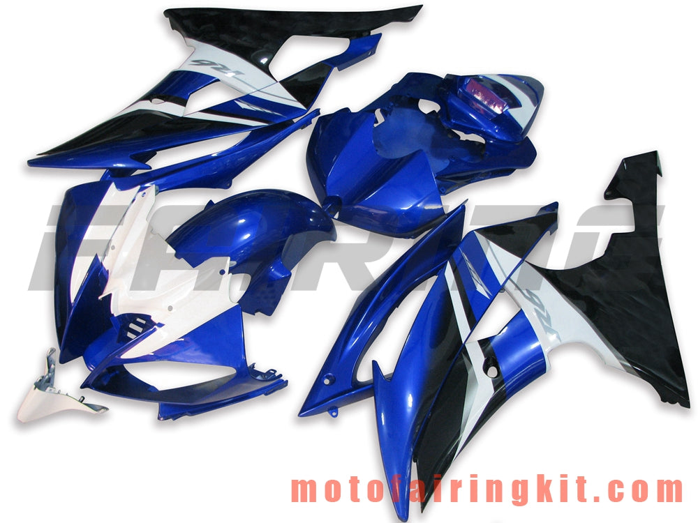 Fairing Kits Fit for YZF-600 R6 2008 2009 2010 2011 2012 2013 2014 2015 2016 Plastic ABS Injection Mold Complete Motorcycle Body Aftermarket Bodywork Frame (Blue & White) B033