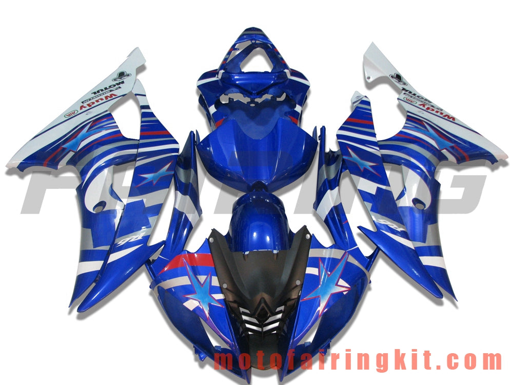 Fairing Kits Fit for YZF-600 R6 2008 2009 2010 2011 2012 2013 2014 2015 2016 Plastic ABS Injection Mold Complete Motorcycle Body Aftermarket Bodywork Frame (Blue & White) B034