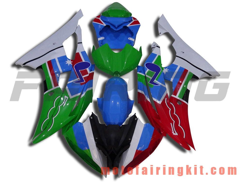 Fairing Kits Fit for YZF-600 R6 2008 2009 2010 2011 2012 2013 2014 2015 2016 Plastic ABS Injection Mold Complete Motorcycle Body Aftermarket Bodywork Frame (Blue & Green) B035