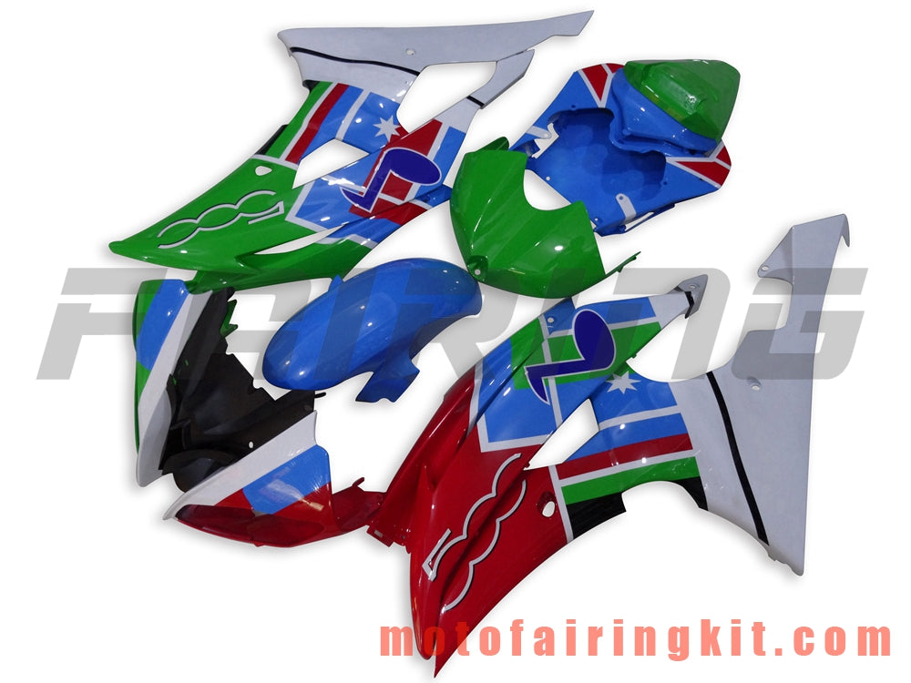 Fairing Kits Fit for YZF-600 R6 2008 2009 2010 2011 2012 2013 2014 2015 2016 Plastic ABS Injection Mold Complete Motorcycle Body Aftermarket Bodywork Frame (Blue & Green) B035