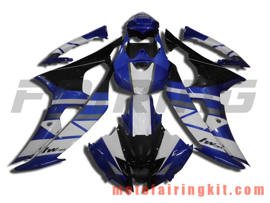 Fairing Kits Fit for YZF-600 R6 2008 2009 2010 2011 2012 2013 2014 2015 2016 Plastic ABS Injection Mold Complete Motorcycle Body Aftermarket Bodywork Frame (Blue & White) B041