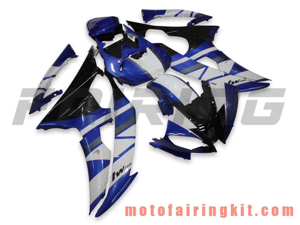 Fairing Kits Fit for YZF-600 R6 2008 2009 2010 2011 2012 2013 2014 2015 2016 Plastic ABS Injection Mold Complete Motorcycle Body Aftermarket Bodywork Frame (Blue & White) B041