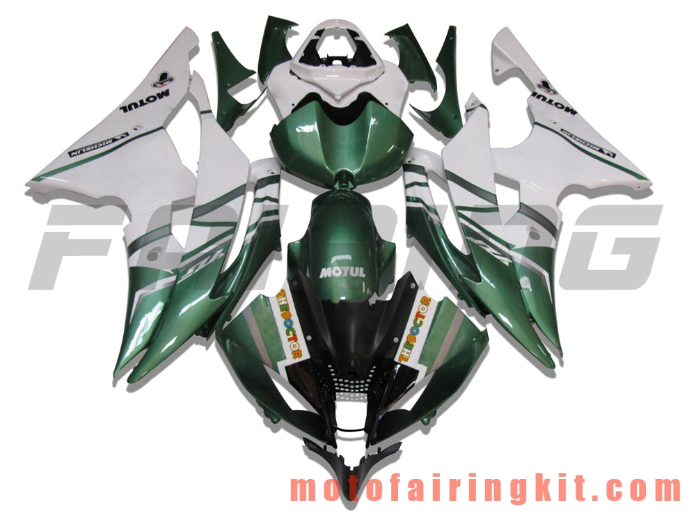 Fairing Kits Fit for YZF-600 R6 2008 2009 2010 2011 2012 2013 2014 2015 2016 Plastic ABS Injection Mold Complete Motorcycle Body Aftermarket Bodywork Frame (Green & White) B044