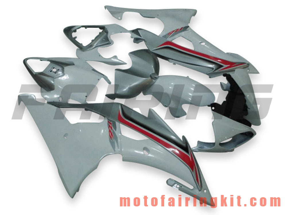 Fairing Kits Fit for YZF-600 R6 2008 2009 2010 2011 2012 2013 2014 2015 2016 Plastic ABS Injection Mold Complete Motorcycle Body Aftermarket Bodywork Frame (White & Silver) B046