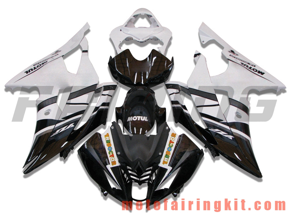 Fairing Kits Fit for YZF-600 R6 2008 2009 2010 2011 2012 2013 2014 2015 2016 Plastic ABS Injection Mold Complete Motorcycle Body Aftermarket Bodywork Frame (Black & White) B047